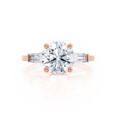1.0 CT Round Shaped Moissanite Three Stone Style Engagement Ring 2